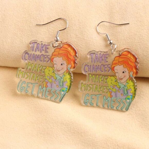 ❤️🔥 2 For $30 ❤️🔥 Magic School Bus - Miss Frizzle Acrylic Earrings - Picture 4 of 8
